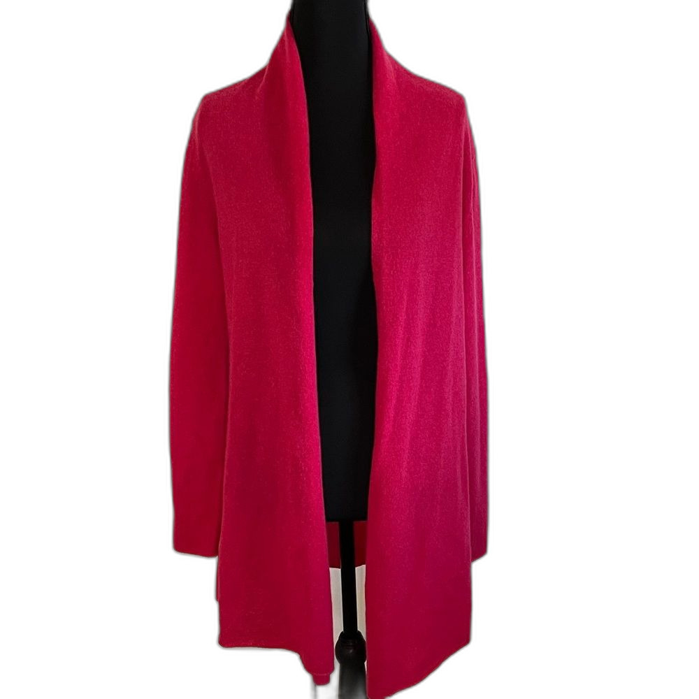 In Cashmere Fuchsia Bright Womens Longline Cashmere Open Cardigan Sweater Small
